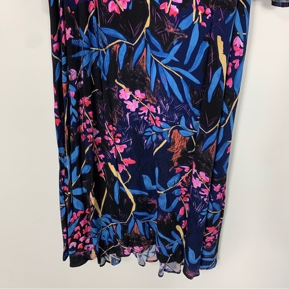 NWT Anthropologie Maeve Elia Cold Shoulder Dress Blue Tropical Floral Size 12 - Picture 9 of 14
